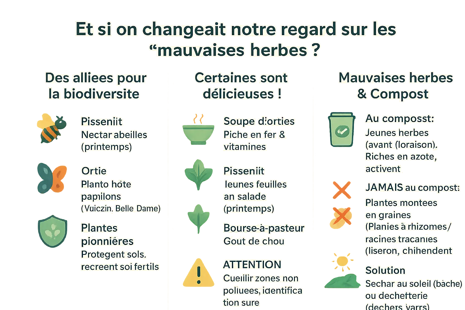Vue d'un jardin avec des plantes sauvages valorisées