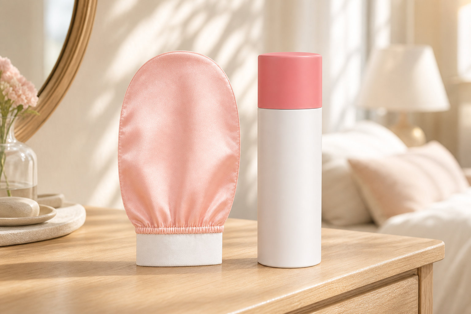 Une exfoliation douce et des accessoires de style en soie d'Italie
