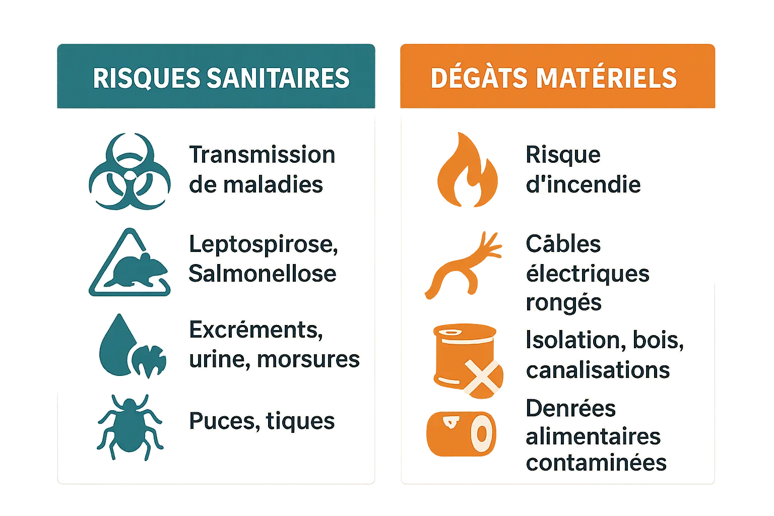 Illustration des risques sanitaires et dégâts matériels causés par les rongeurs