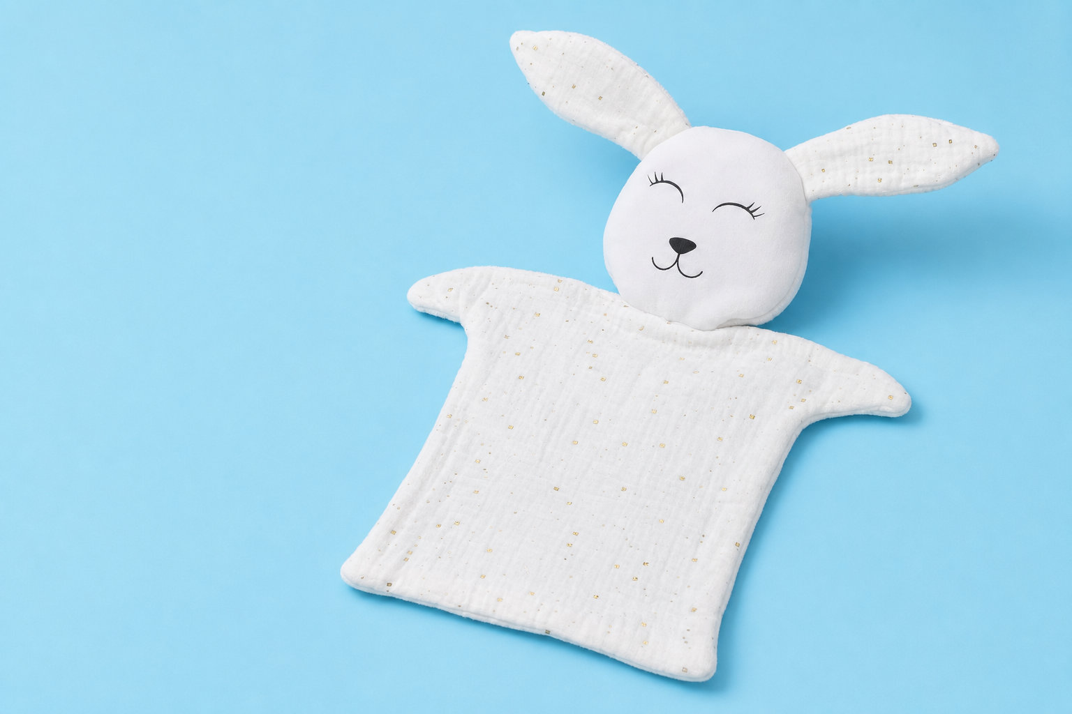 Doudou Lapin blanc immaculé en gaze de coton raffinée 🐰