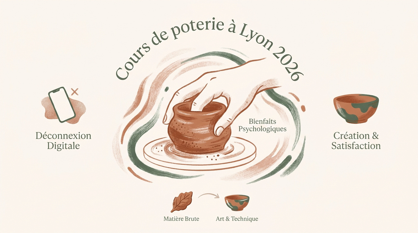 Atelier de poterie à Lyon avec un tour de potier et de l'argile fraîche