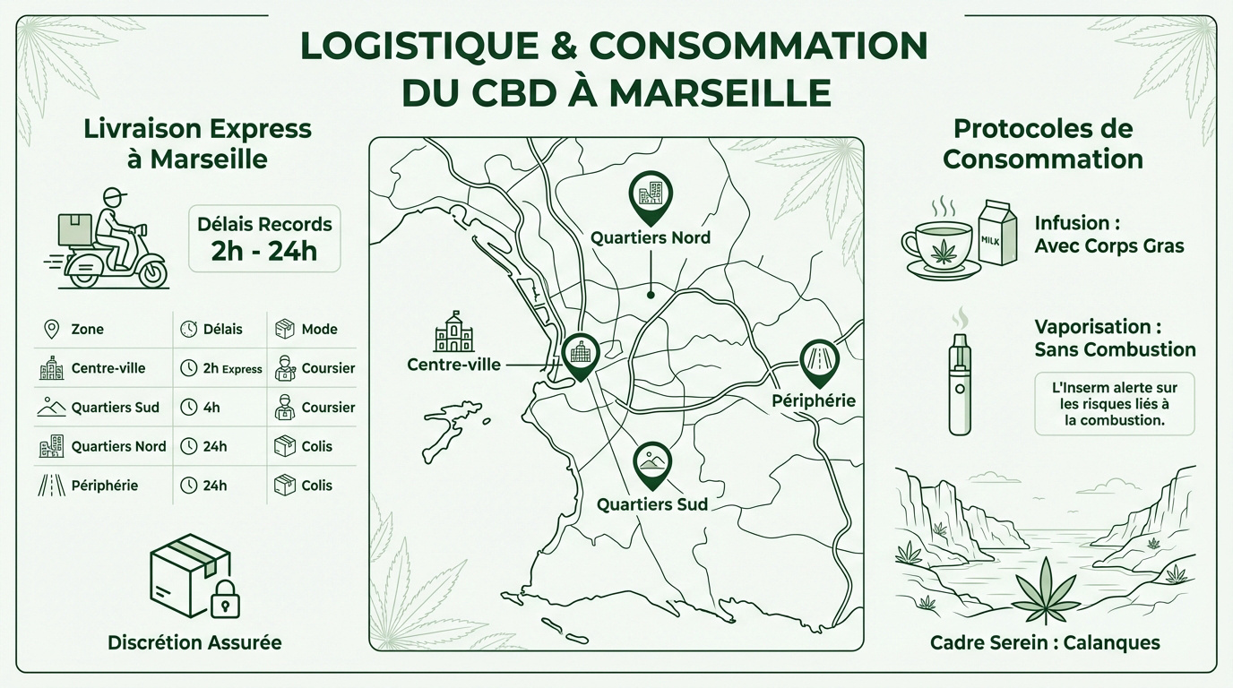 Livraison de fleurs de CBD et méthodes de consommation à Marseille