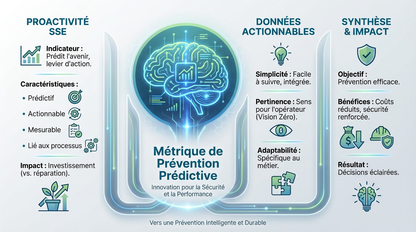 Infographie illustrant les piliers d'une métrique de prévention prédictive et proactive