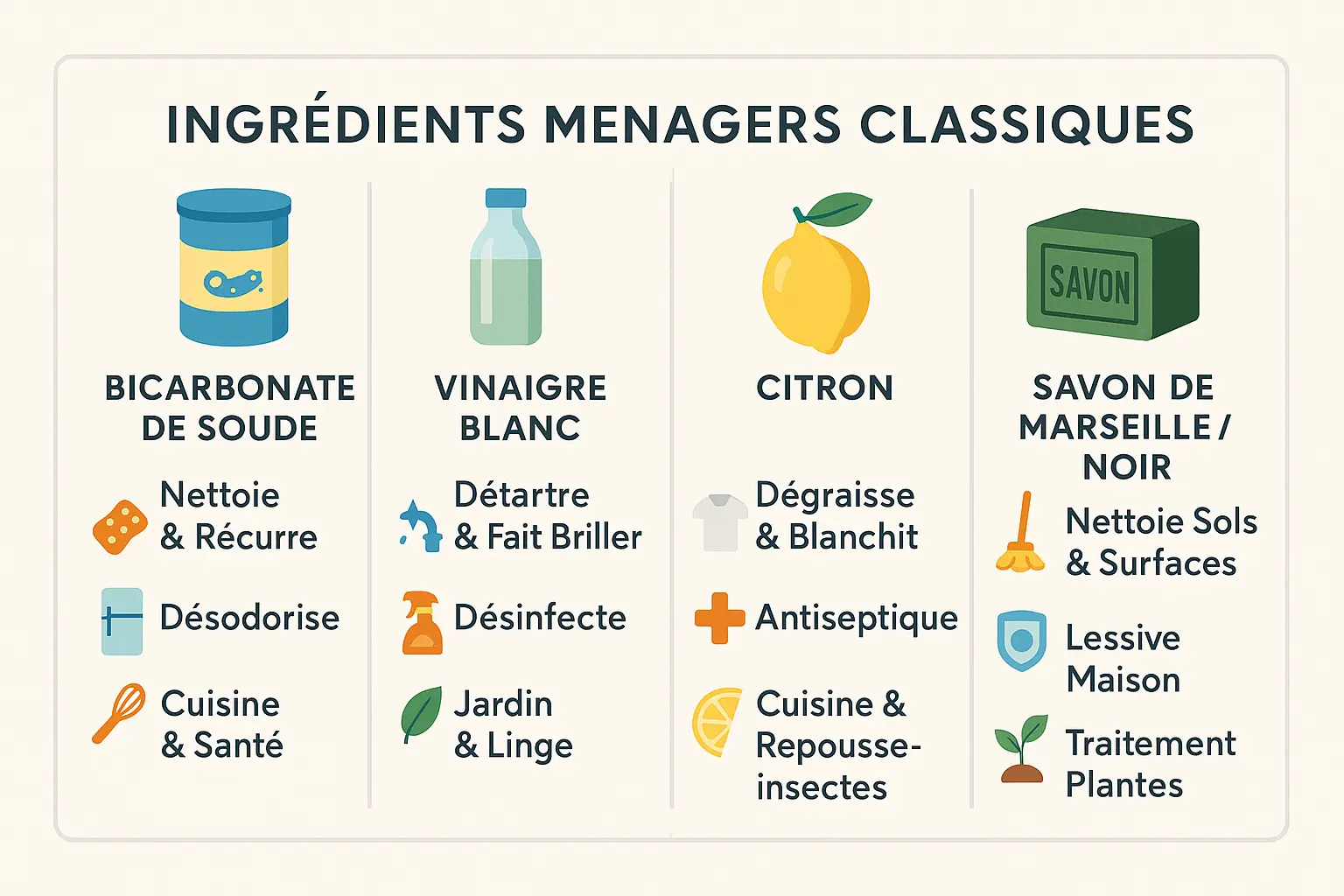 Ingrédients ménagers classiques