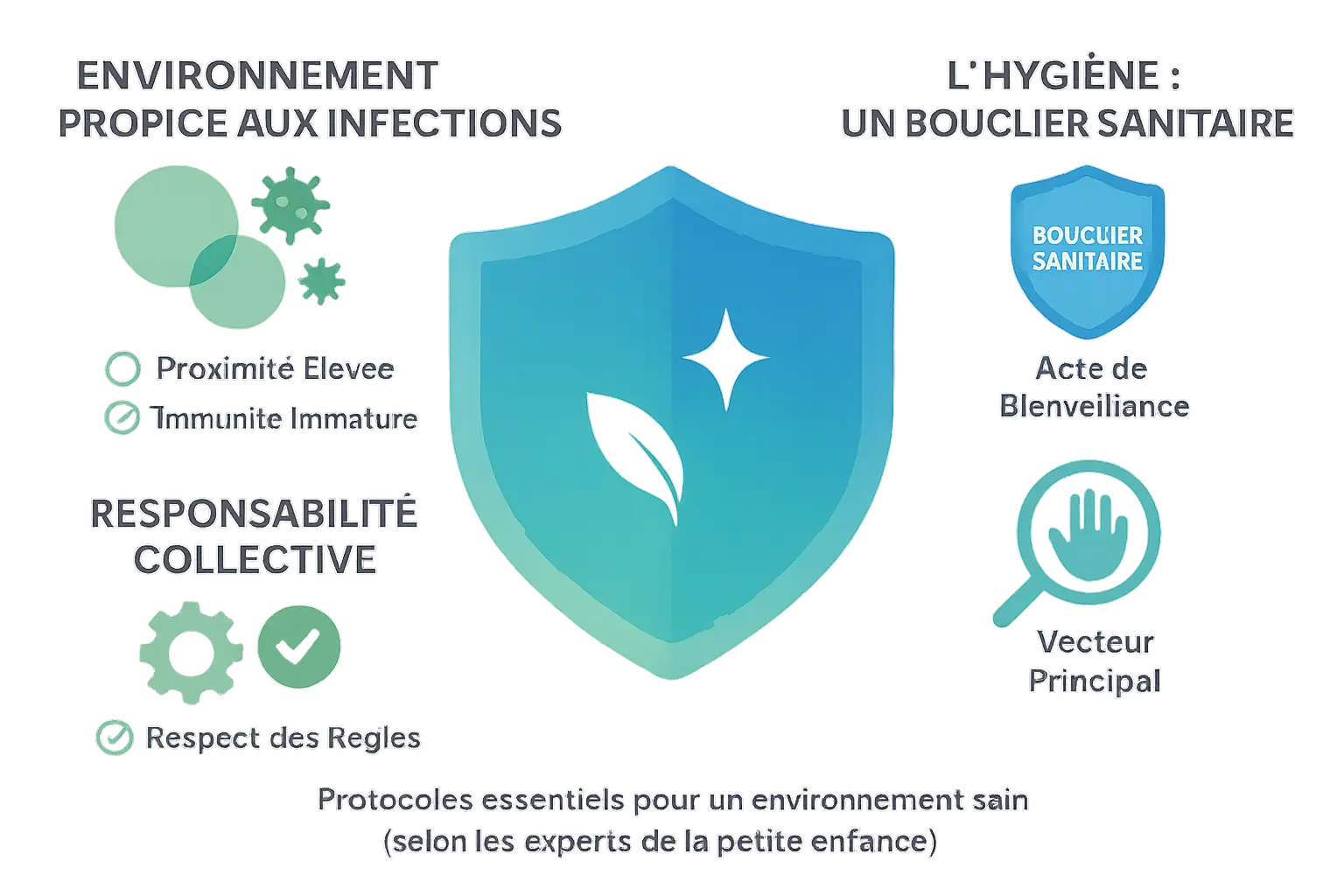 Infographie sur l'hygi&egrave;ne en cr&egrave;che : <strong>protection et responsabilit&eacute; collective</strong>