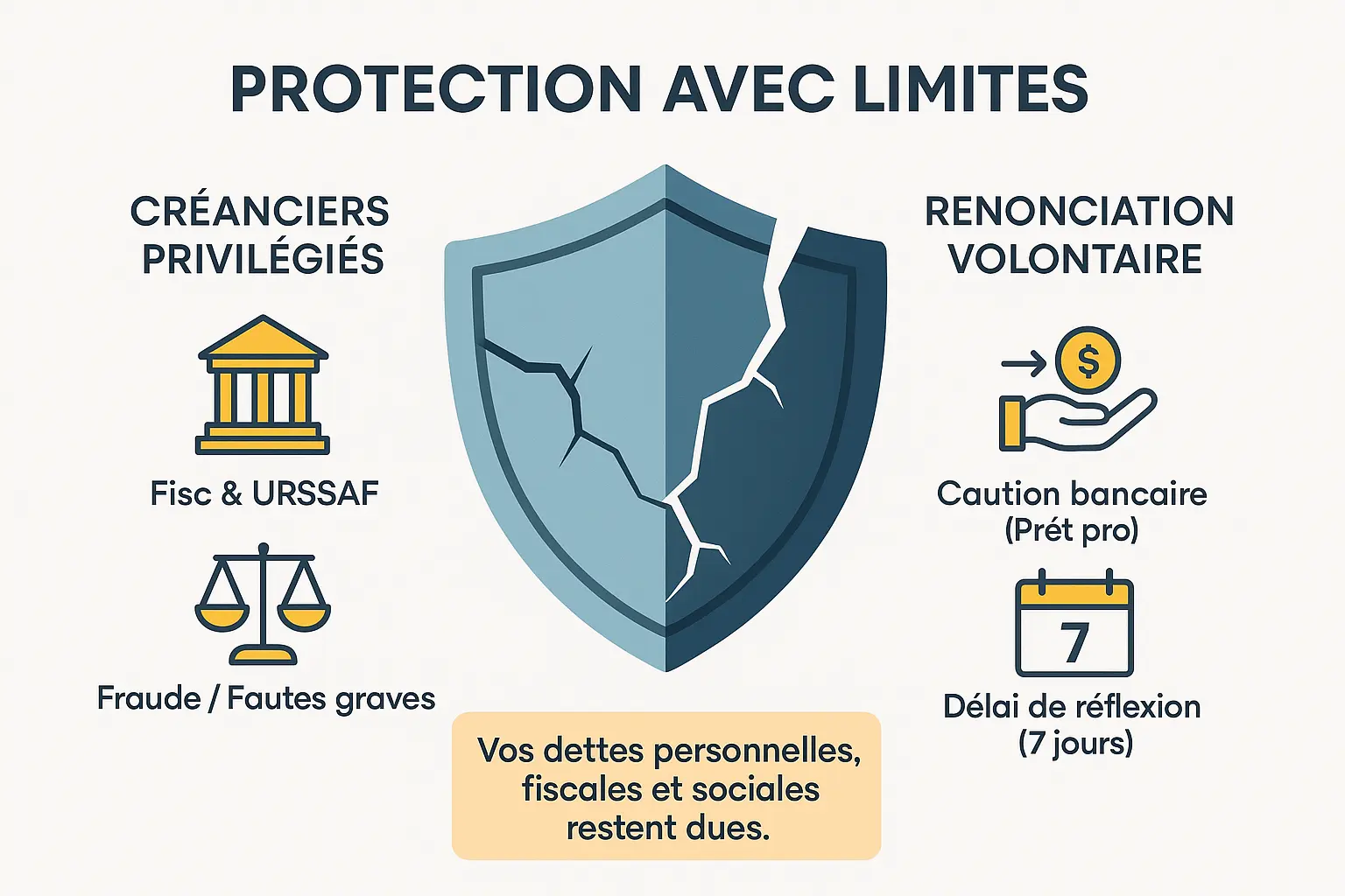 Illustration des limites de protection du patrimoine de l'entrepreneur individuel