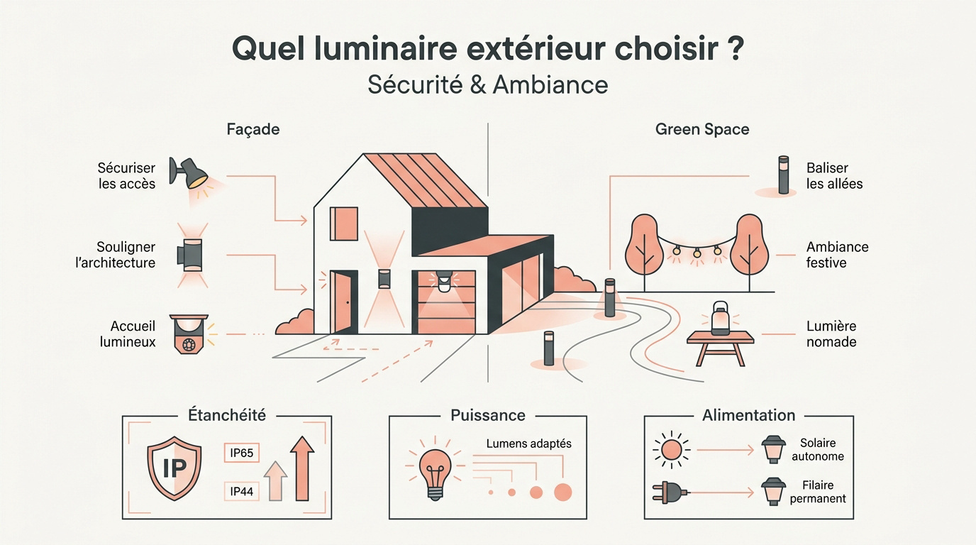 Sélection de luminaires extérieurs pour sécuriser et décorer le jardin