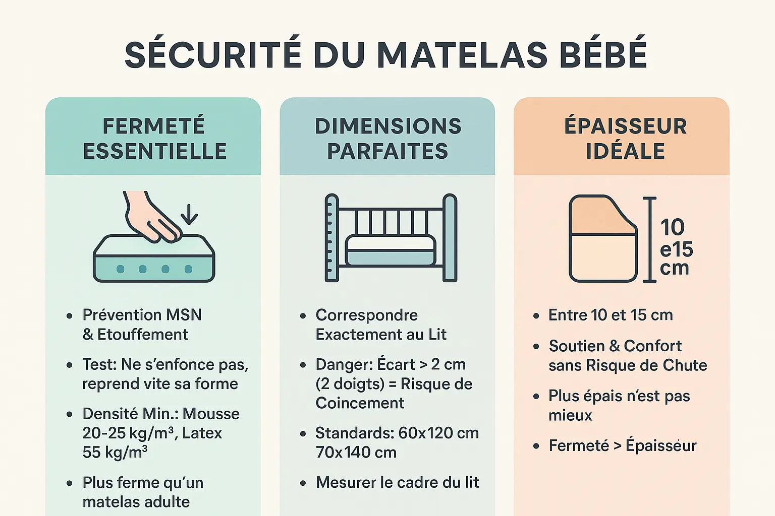 Illustration d'un bébé dormant sur un matelas sécurisé