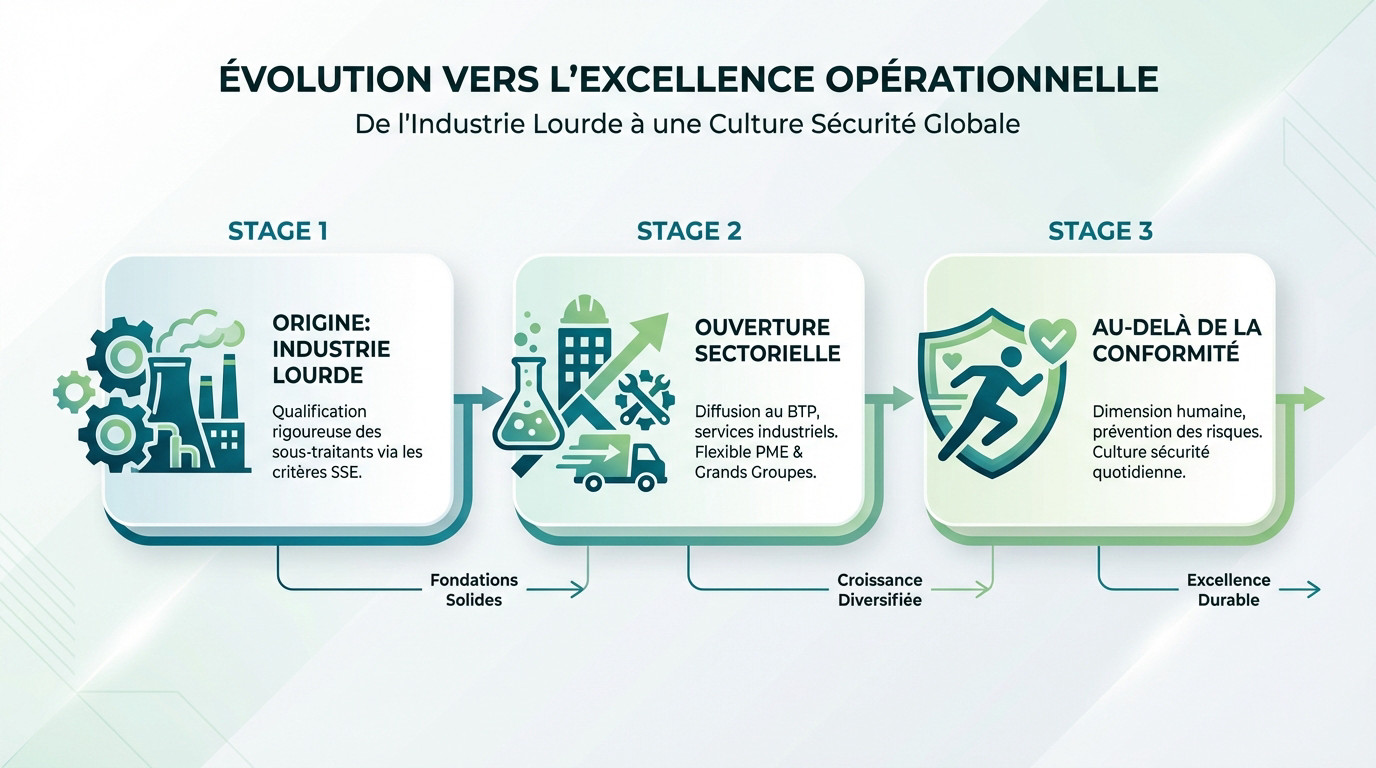 Évolution historique du système MASE de la pétrochimie vers tous les secteurs industriels