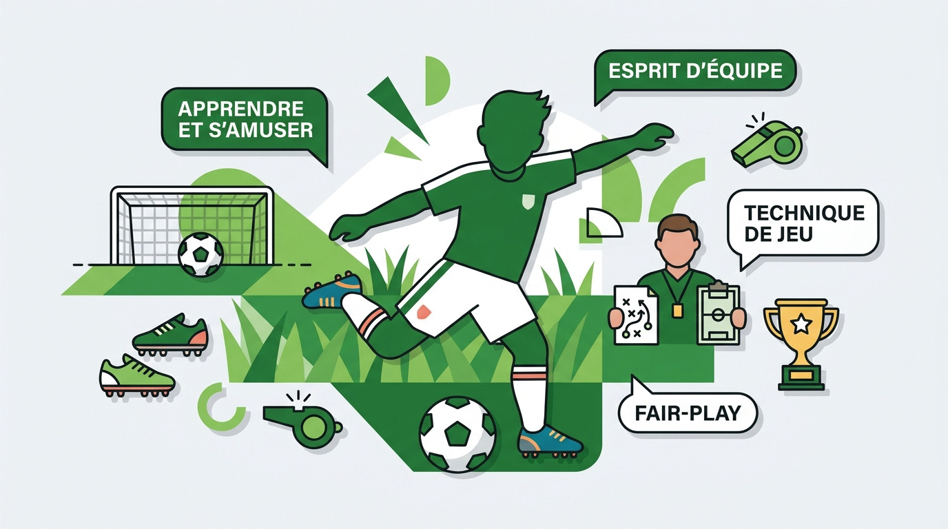 Enfants jouant au football et s'amusant sur le terrain