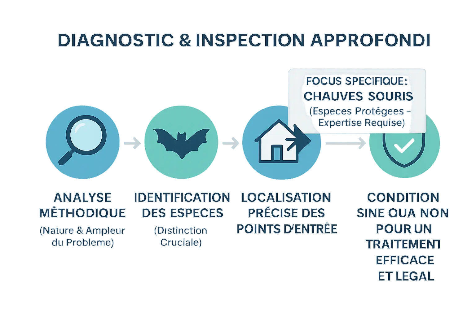 Illustration du <strong>processus d'inspection pour chauves-souris</strong>