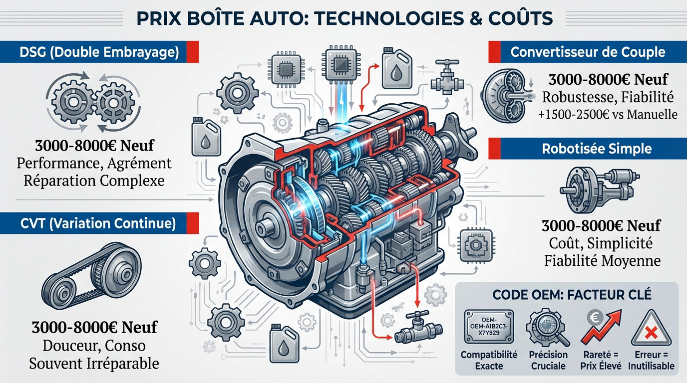 Comparaison des prix et technologies de boîtes automatiques