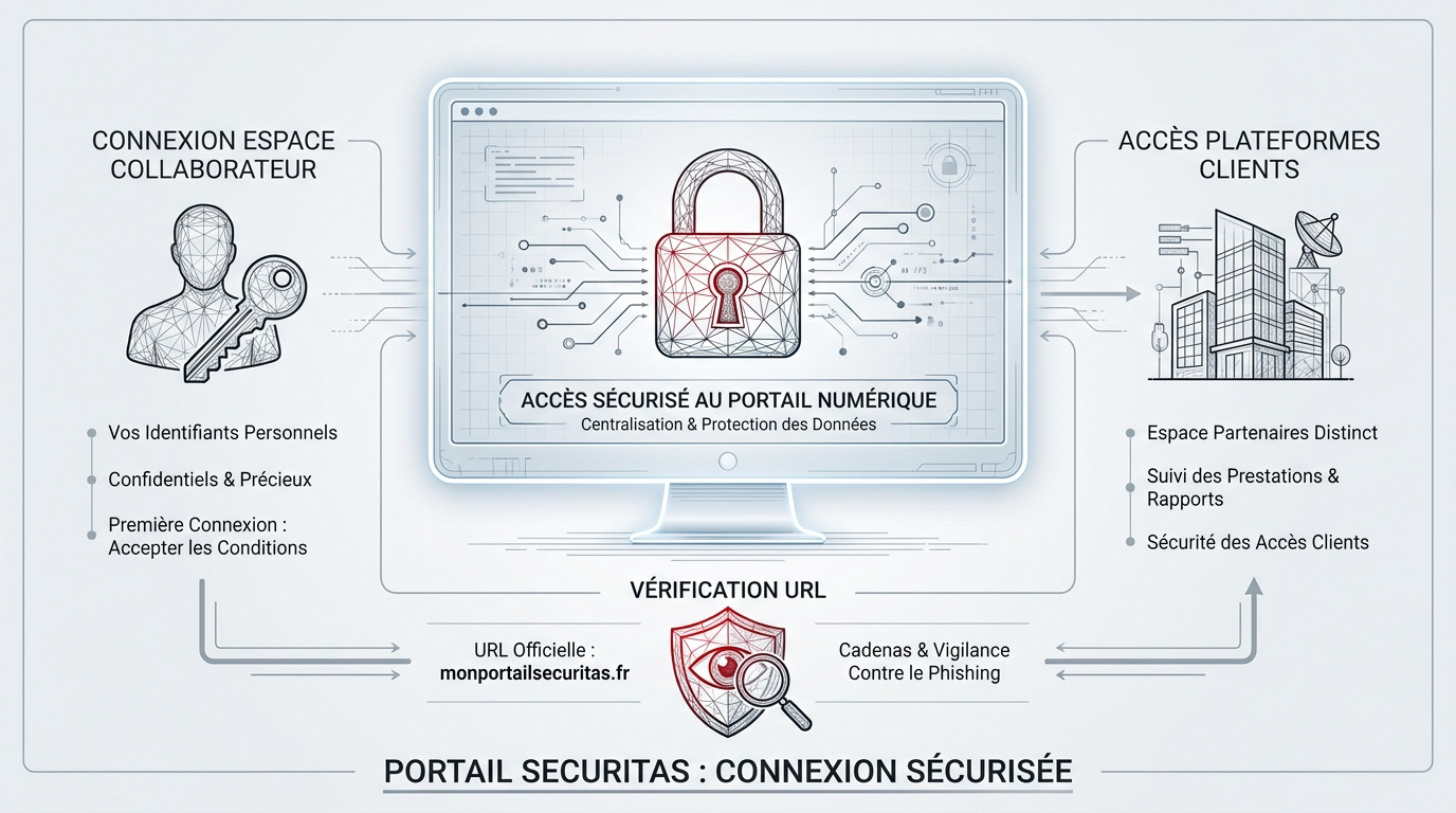 Interface de connexion sécurisée au portail Securitas pour les collaborateurs