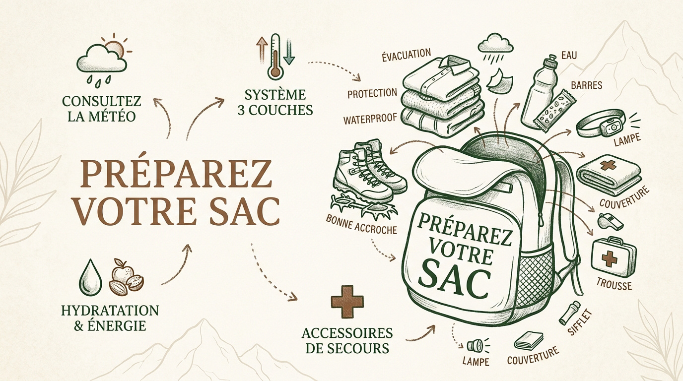 Equipement essentiel et organisation du sac à dos pour une randonnée sécurisée