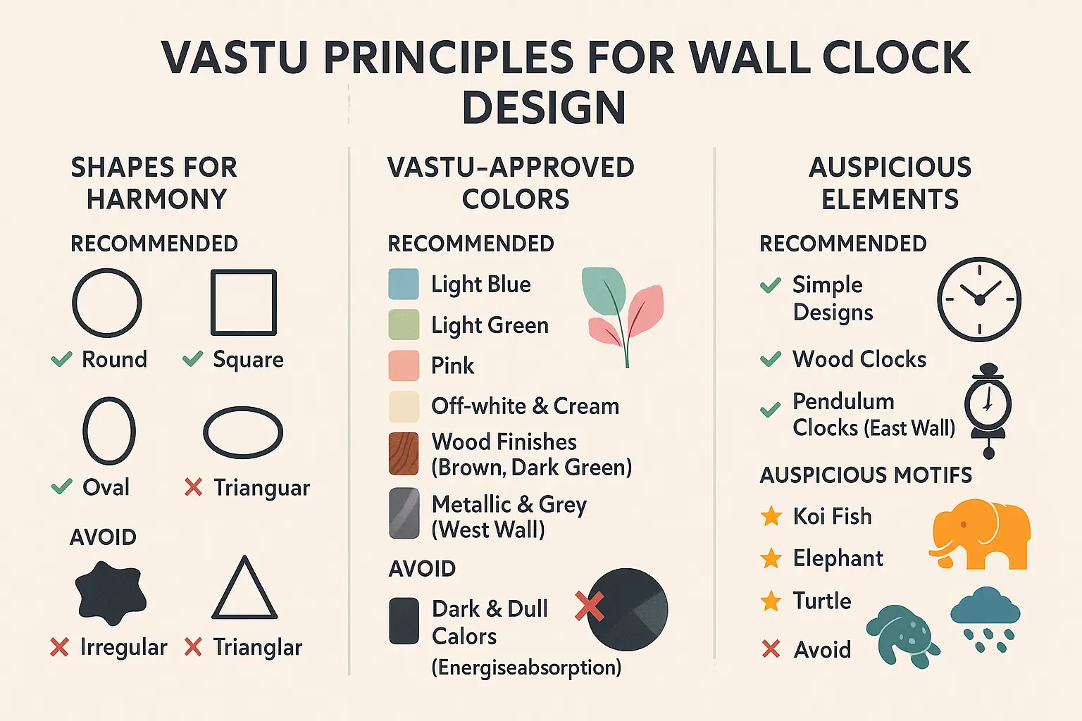 Vastu-compliant wall clock design principles