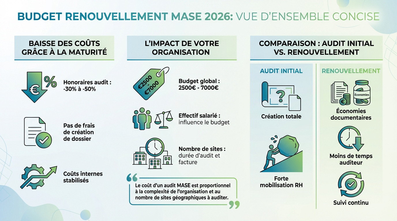 Budget prévisionnel pour le renouvellement de la certification MASE en 2026