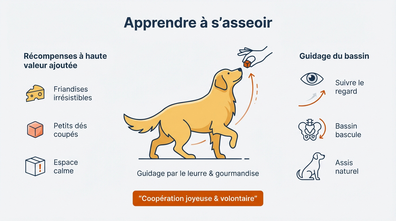 Infographie pour apprendre à son chien à s'asseoir