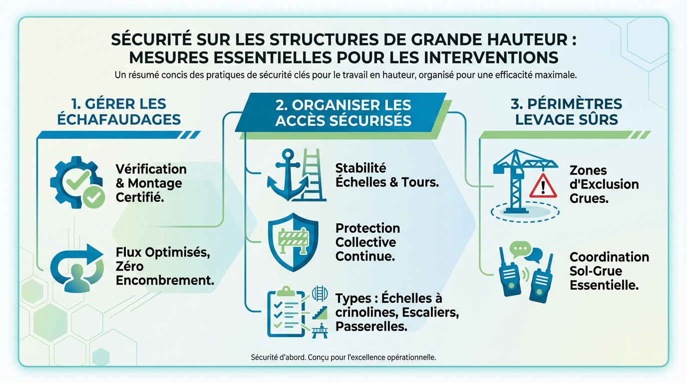 Ouvrier sécurisé sur un échafaudage de chantier gros œuvre