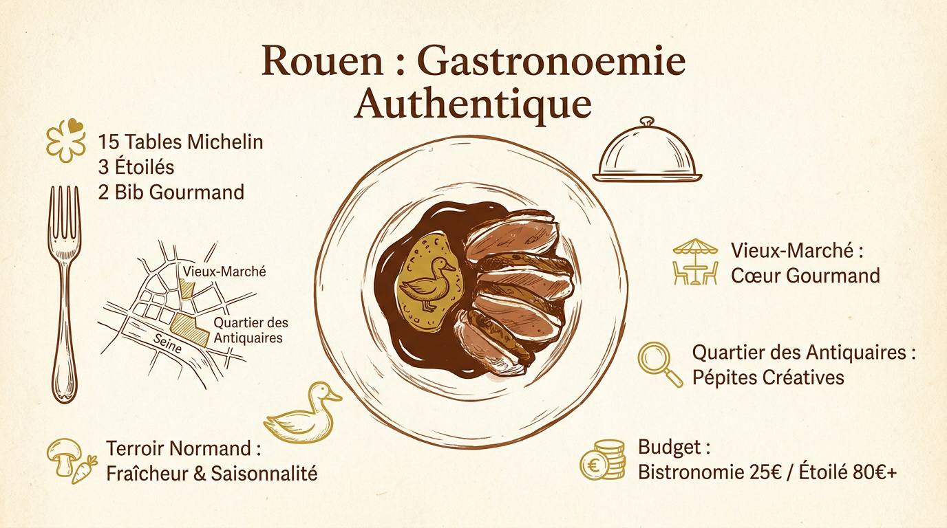 Plat gastronomique dressé avec des produits du terroir normand à Rouen