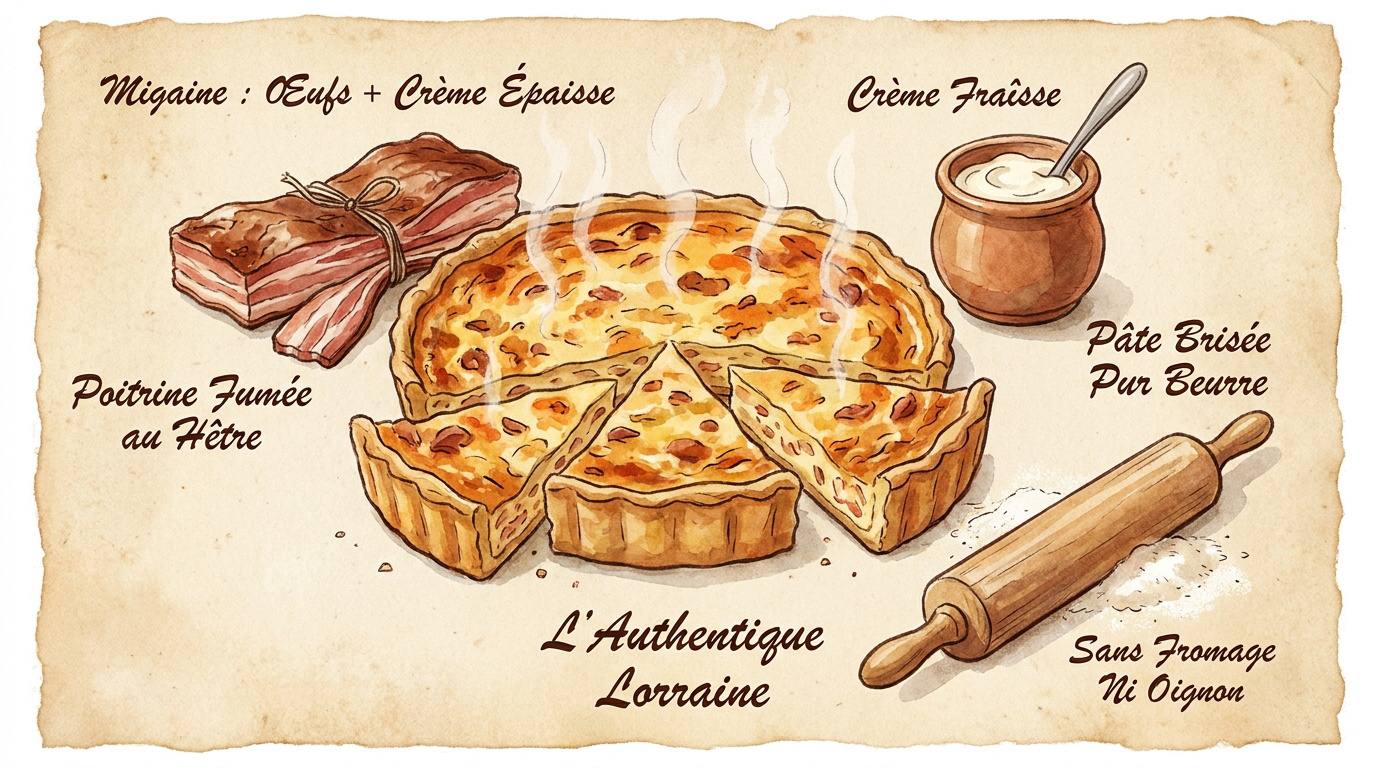 Quiche lorraine traditionnelle dorée sortie du four