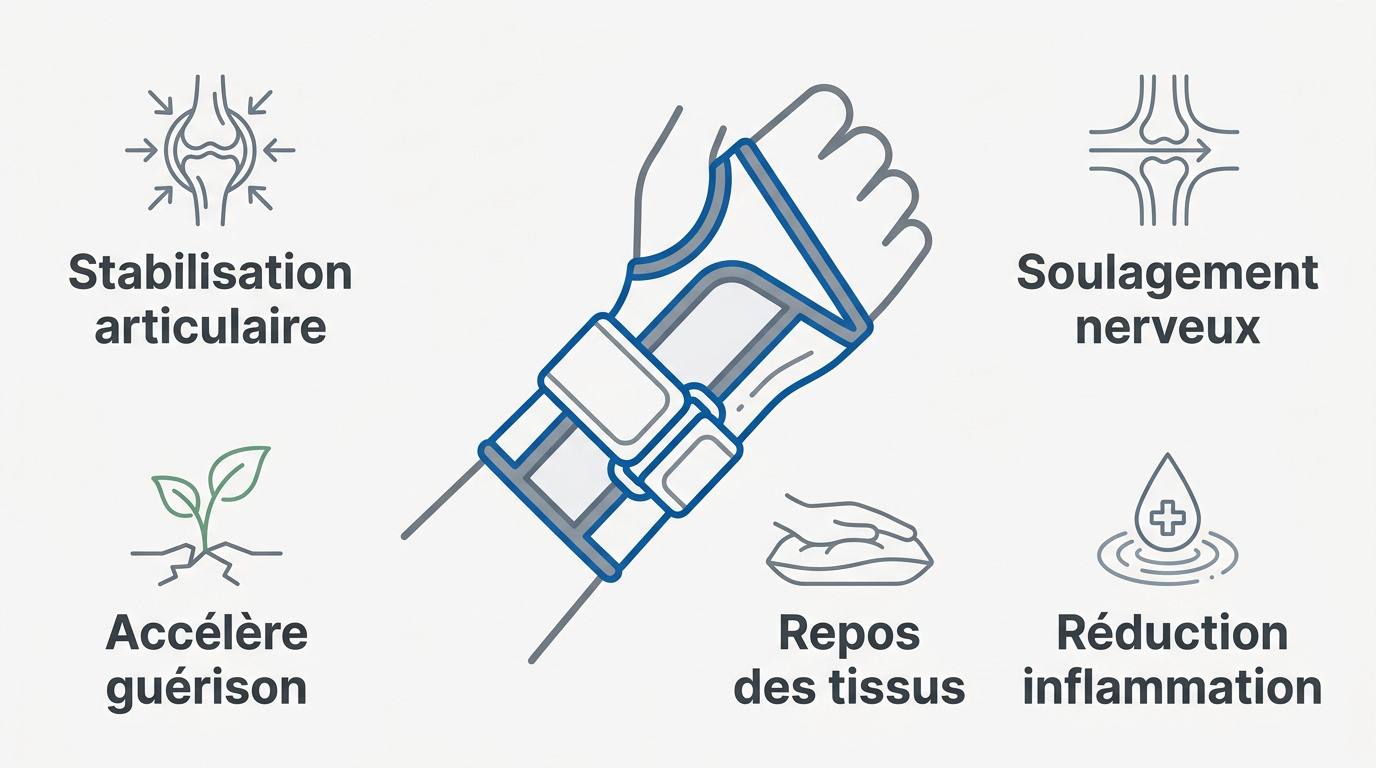 Attelle de poignet rigide pour immobilisation et cicatrisation