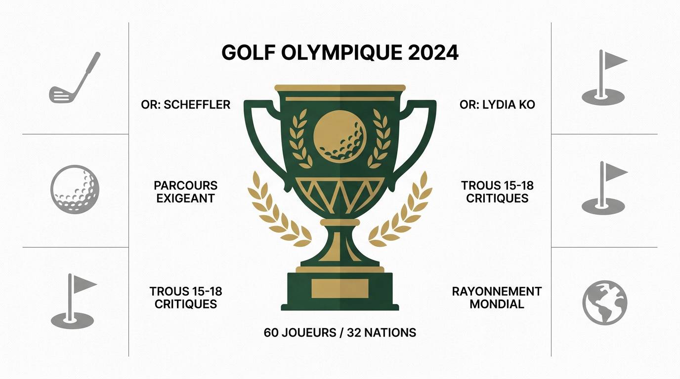 Podium et statistiques du tournoi de golf aux Jeux Olympiques de Paris 2024 au Golf National