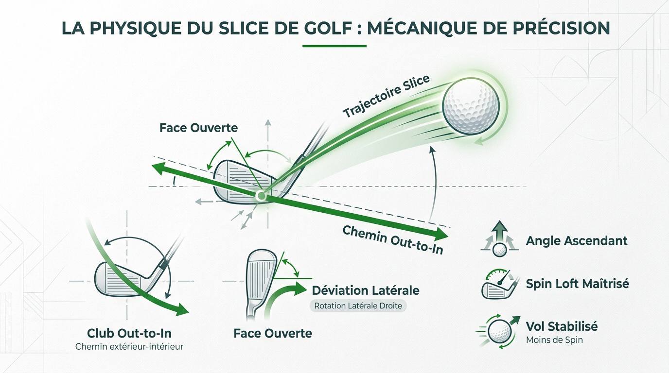 Impact au driver : chemin extérieur-intérieur et face ouverte