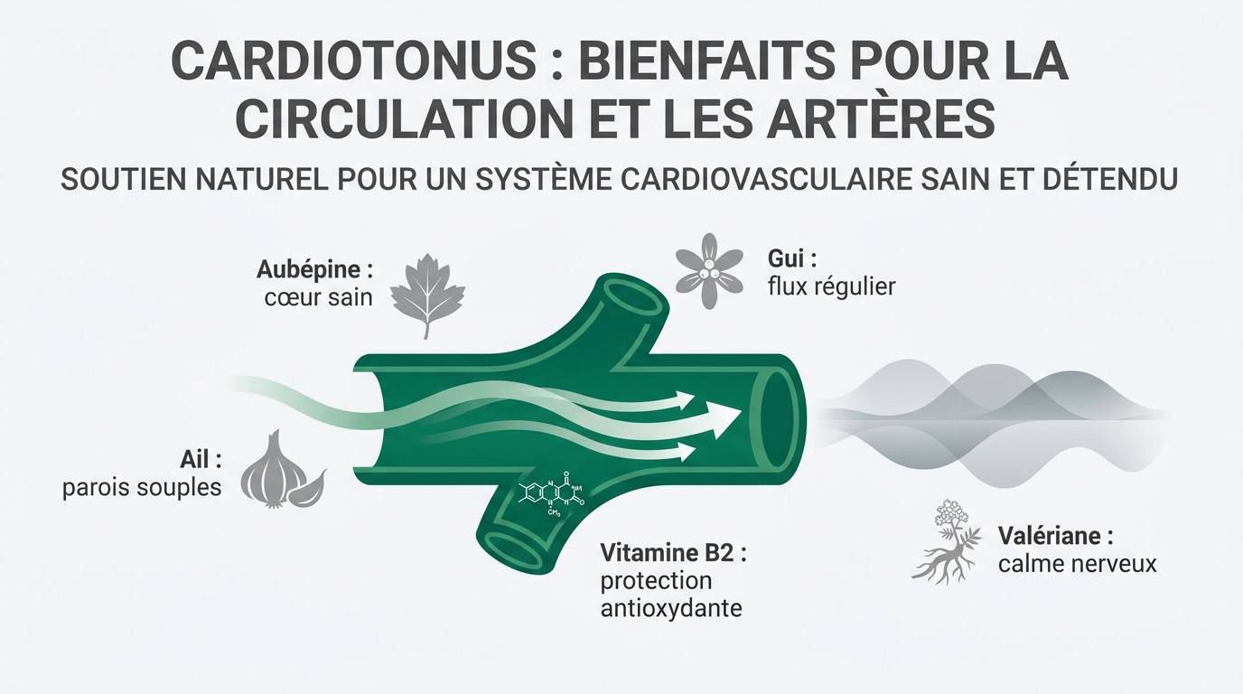 Capsules de Cardiotonus entourées de plantes médicinales pour la santé du cœur et des artères