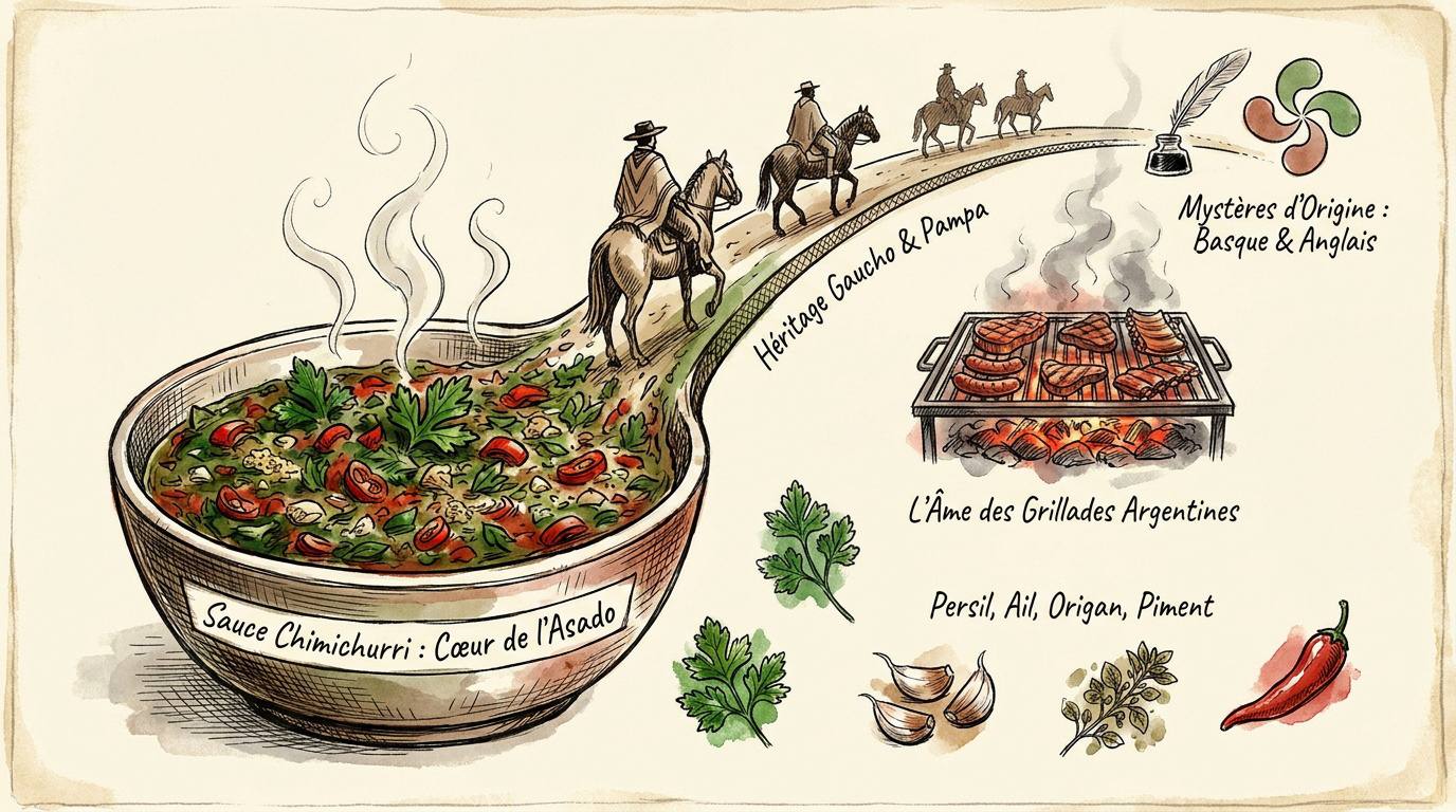 Sauce chimichurri traditionnelle argentine avec persil frais et ail dans un bol en bois