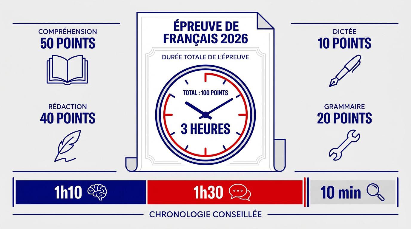 Structure et points épreuve français 2026