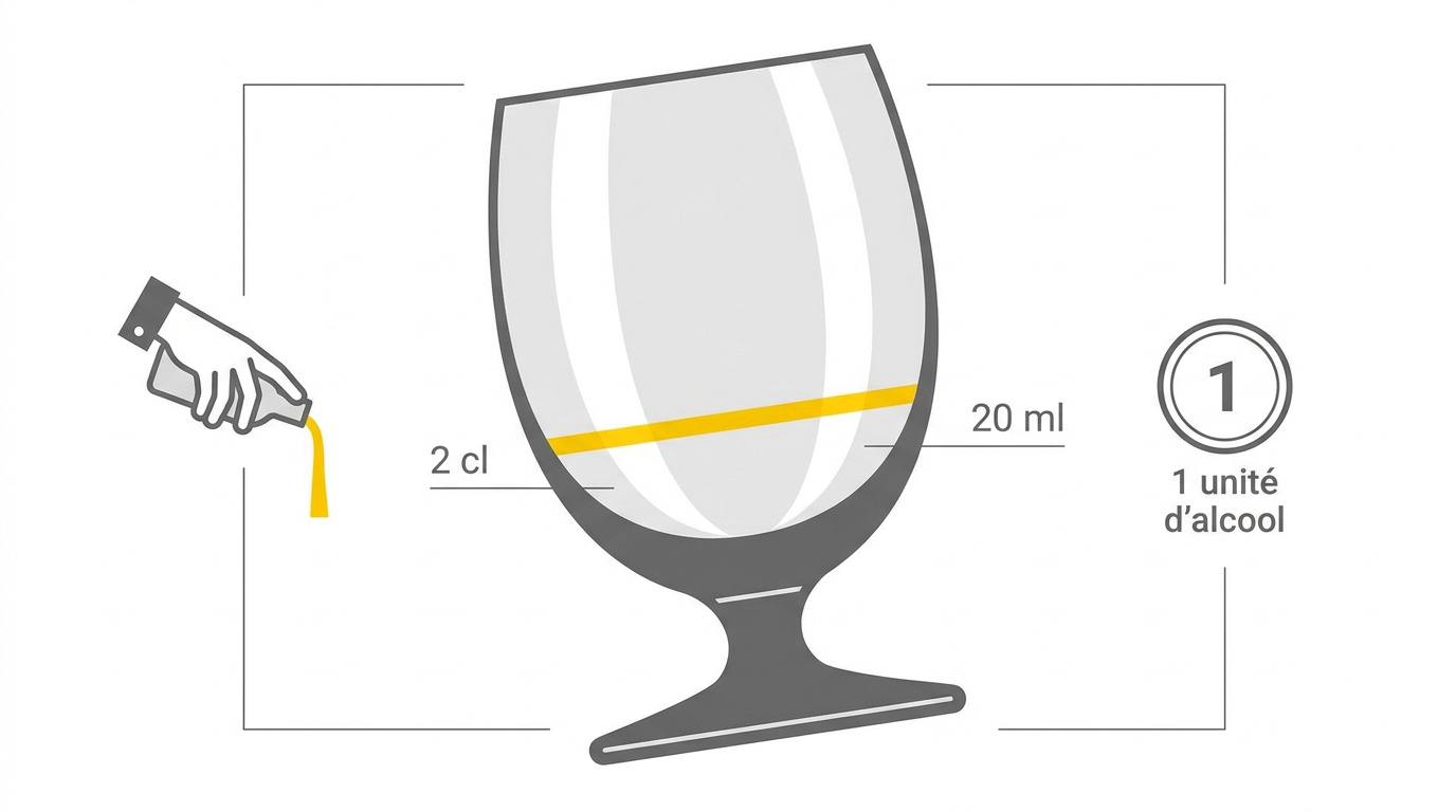 Verre de Ricard dose standard de 2 cl servie en bar