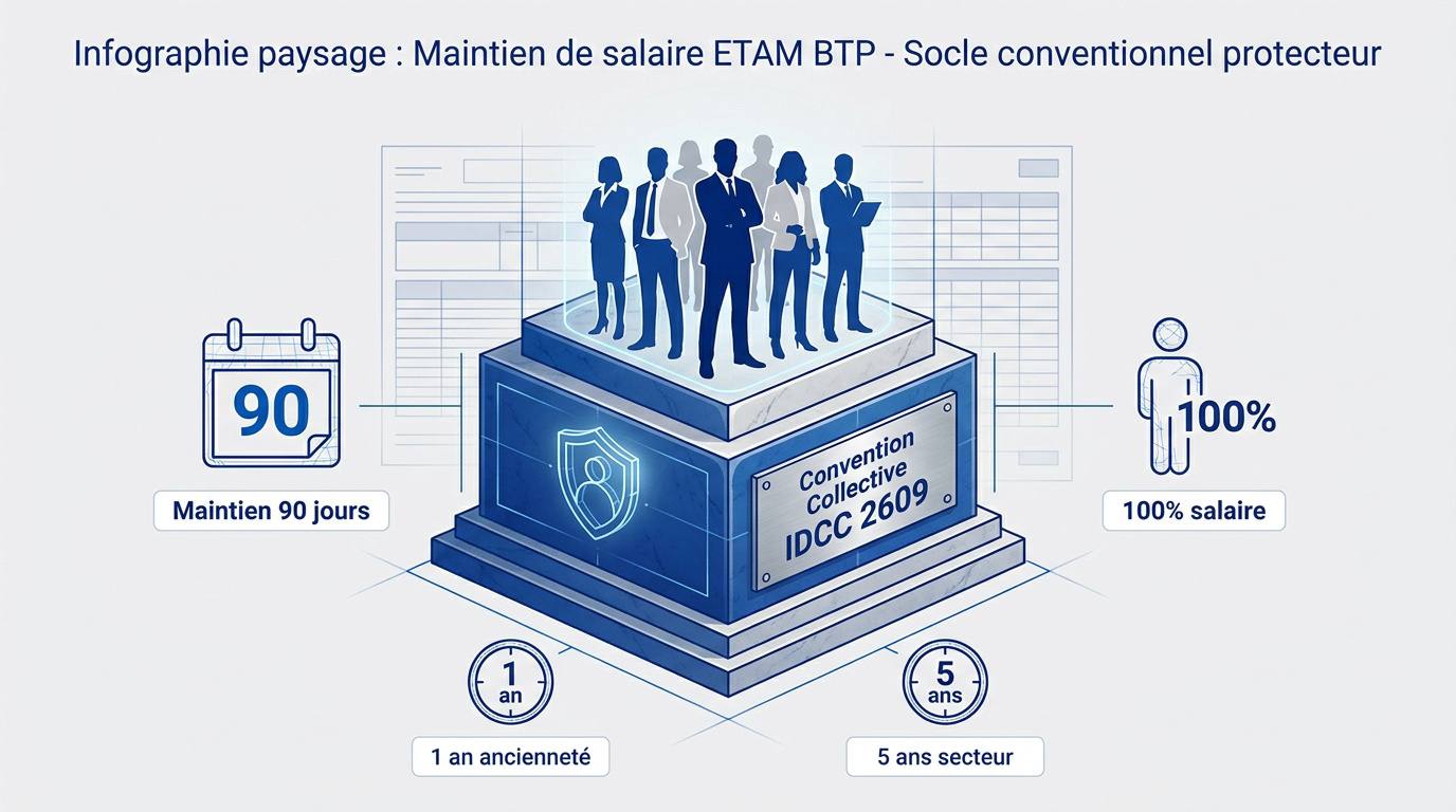 Infographie maintien de salaire ETAM BTP