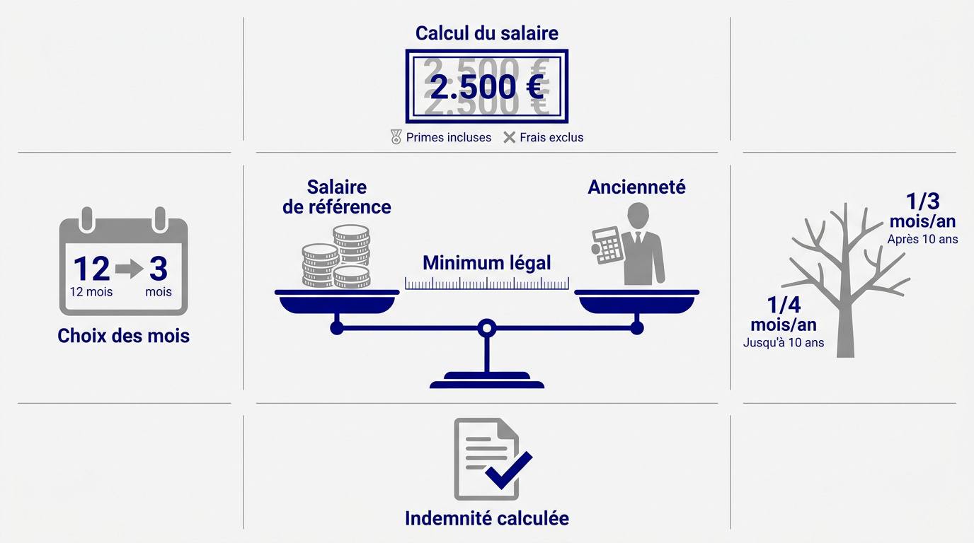 Calcul de l'indemnité selon le salaire et l'ancienneté