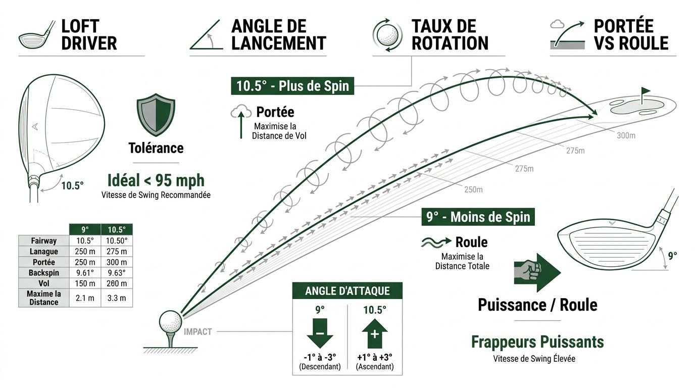 Comparaison de trajectoire entre driver 9 et 10.5 degrés