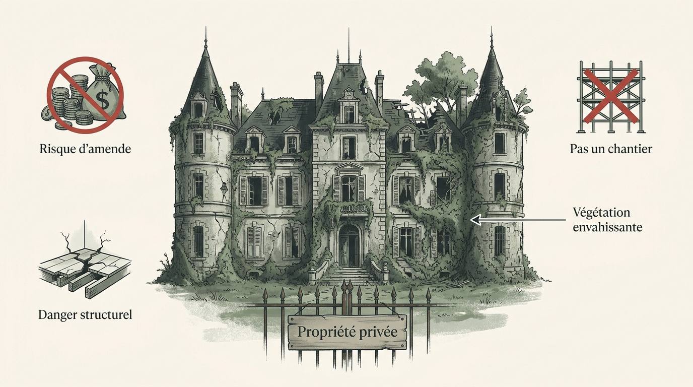 Sécurité et interdictions châteaux abandonnés