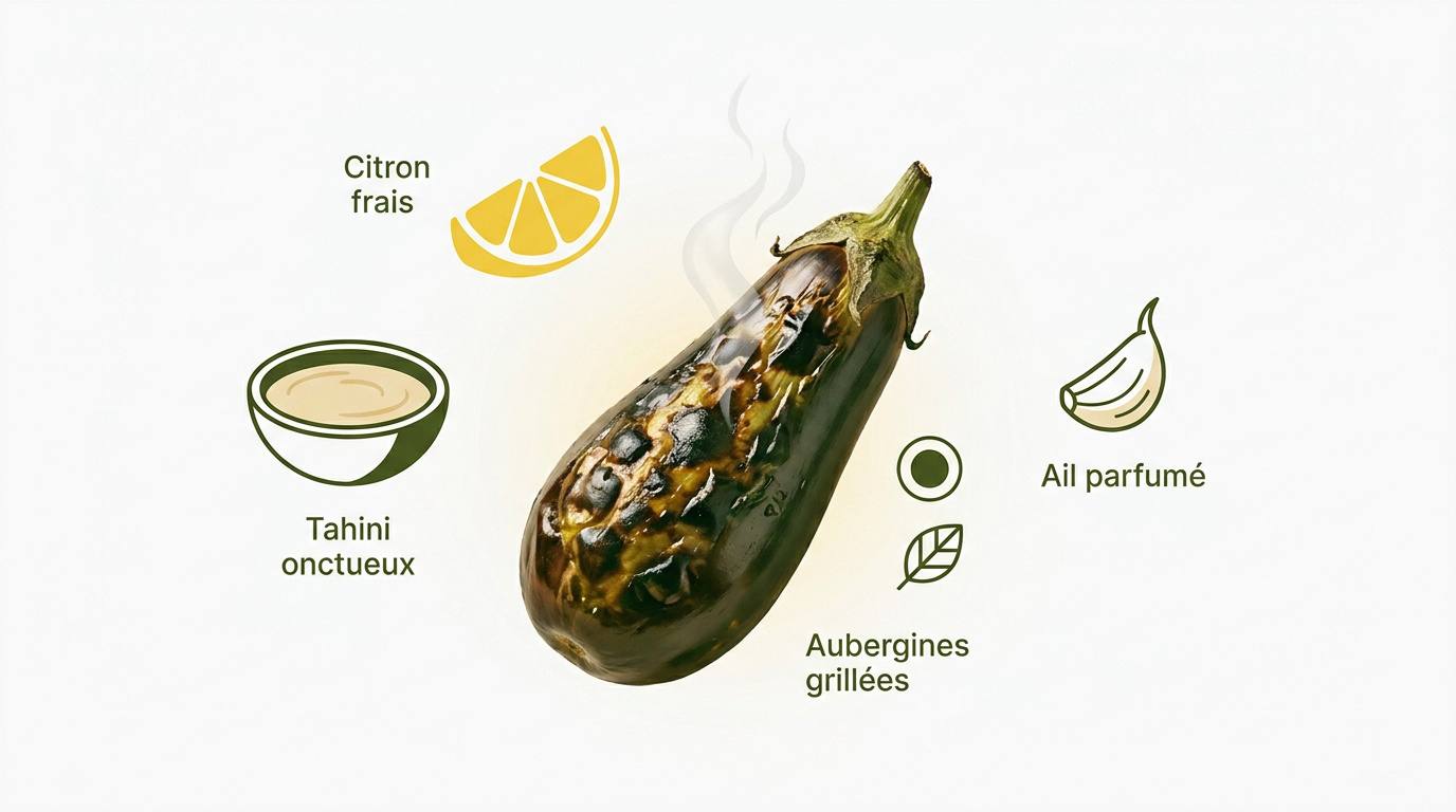 Aubergines grillées pour moutabal traditionnel