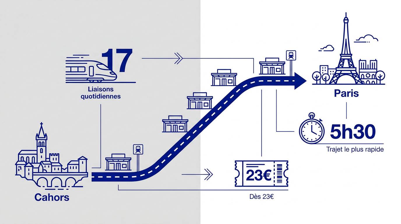 Train Intercités en gare prêt pour le trajet Cahors Paris