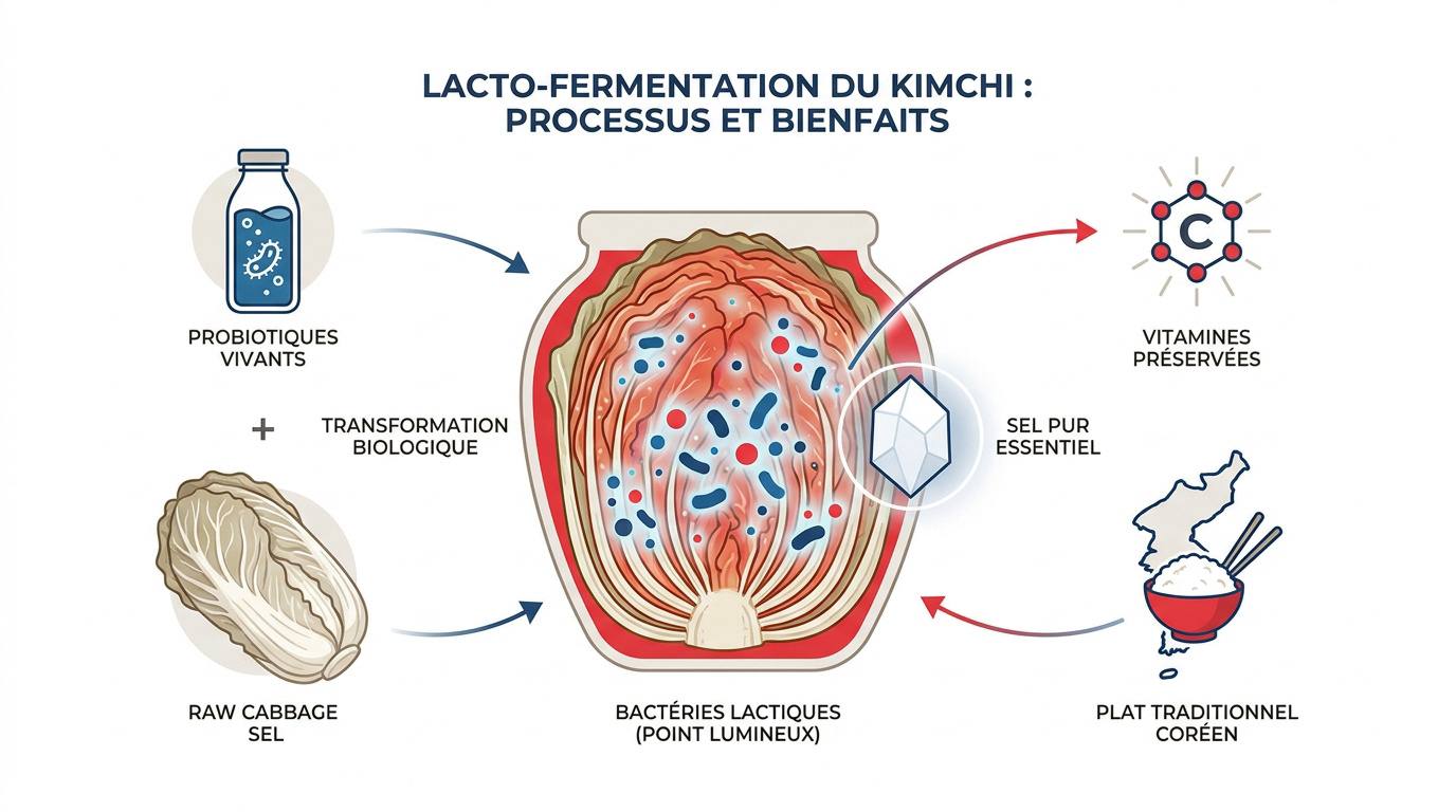 Processus de lacto-fermentation du kimchi maison dans des bocaux en verre