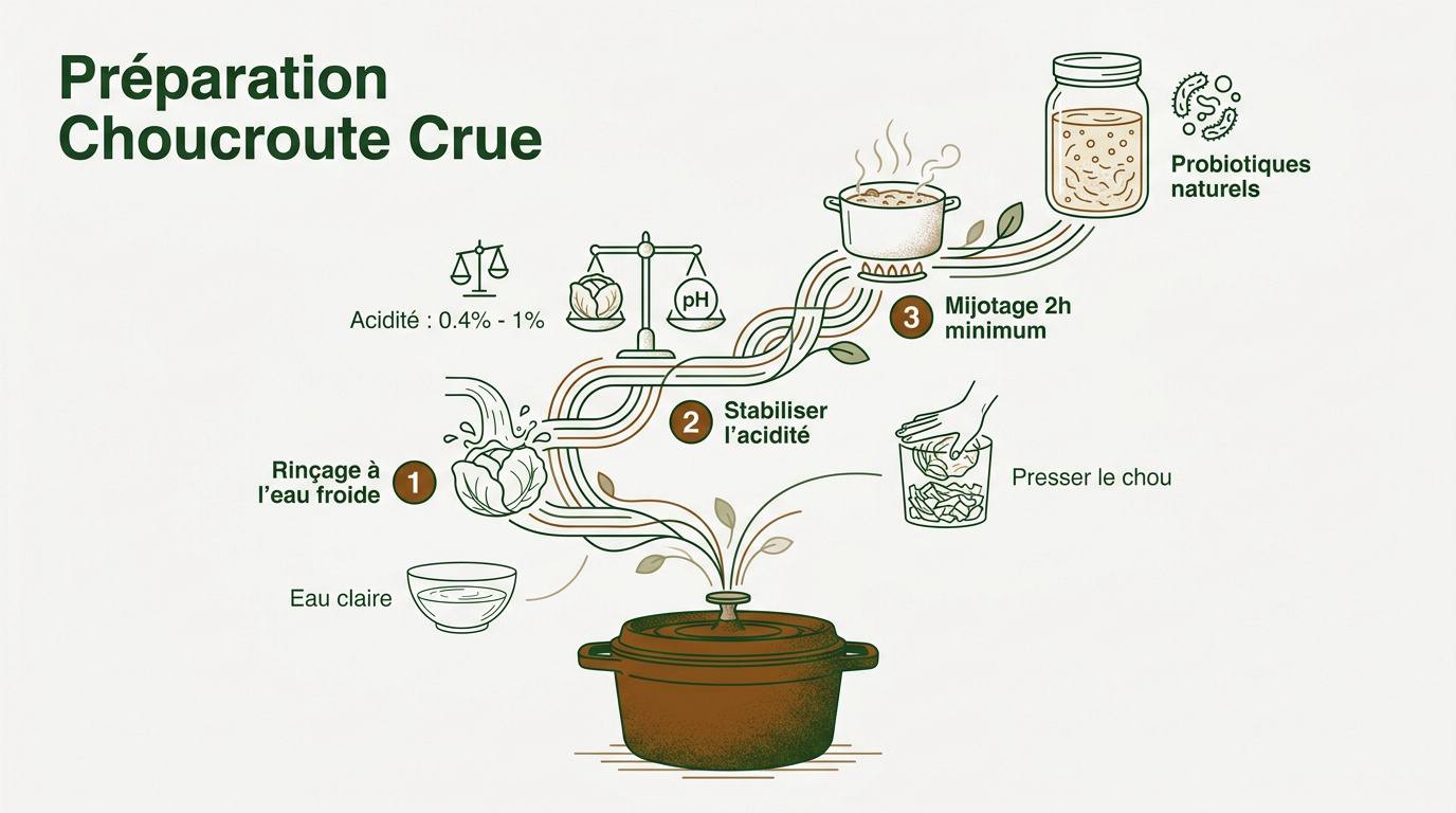Préparation de la choucroute crue rinçage et essorage