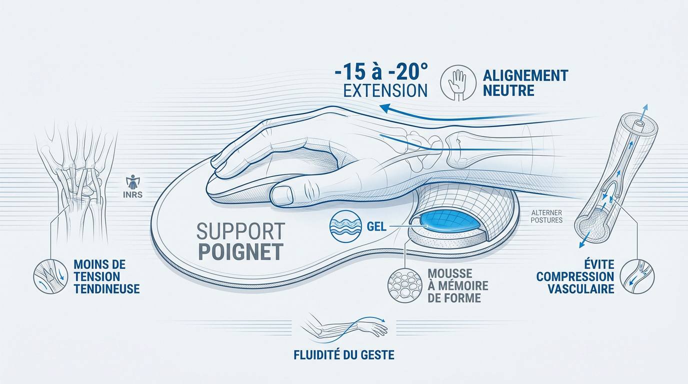 Tapis de souris avec repose-poignet ergonomique en gel