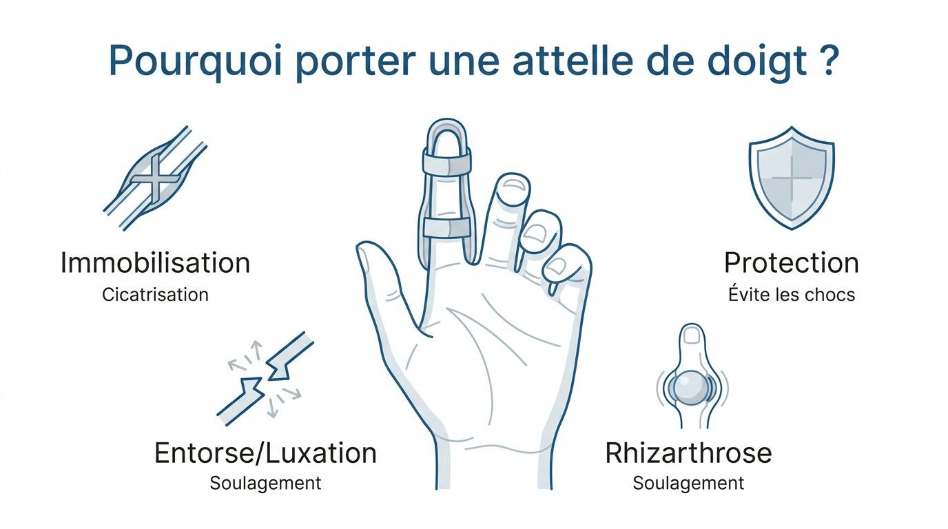 Attelle d'immobilisation pour doigt blessé en mousse et aluminium