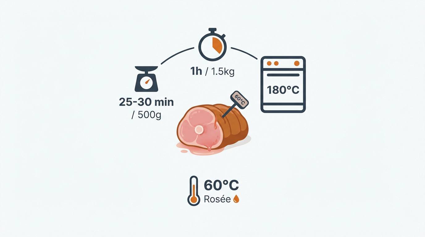 Guide visuel des températures de cuisson pour un rôti de veau tendre