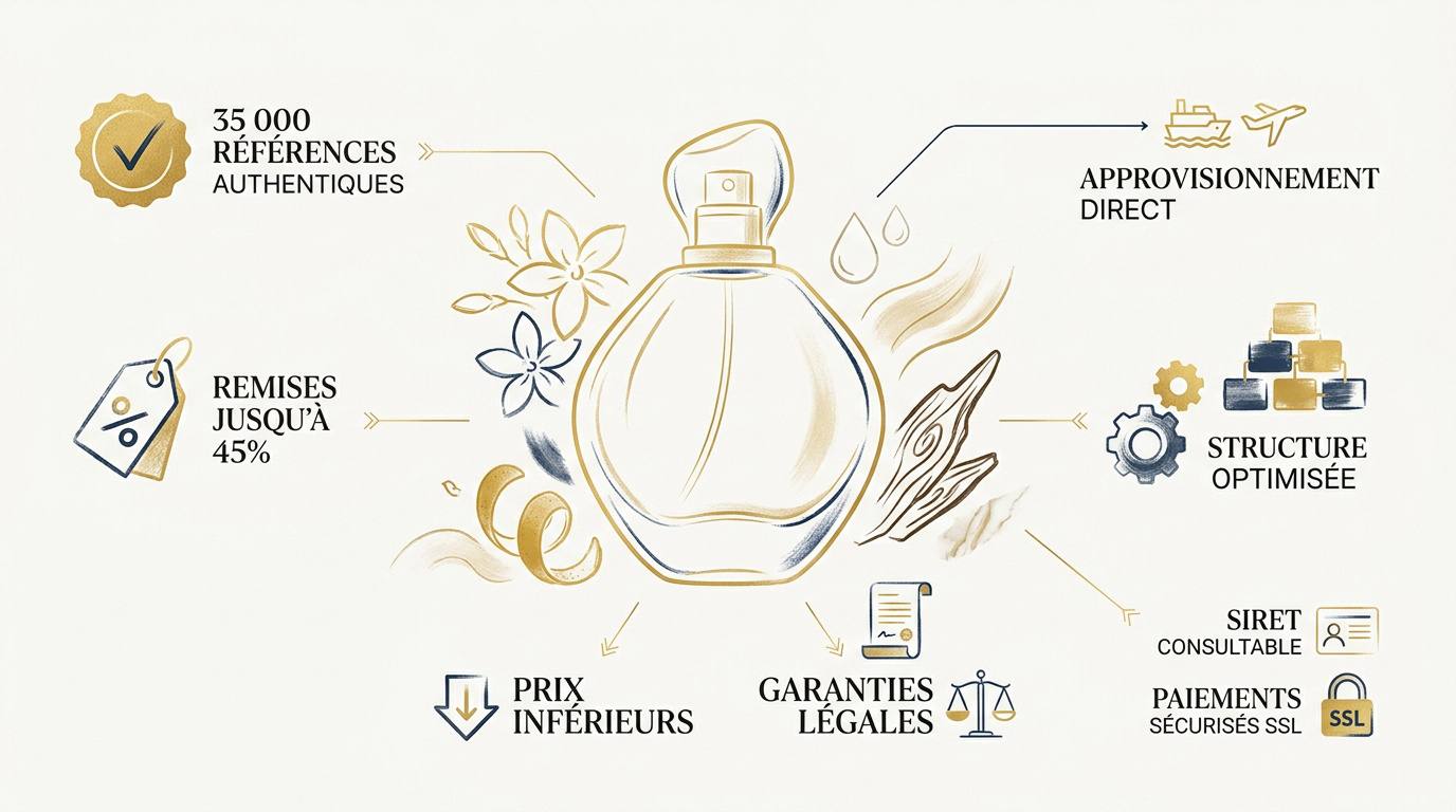Infographie sur les avantages et la fiabilité de l'achat de parfum en ligne