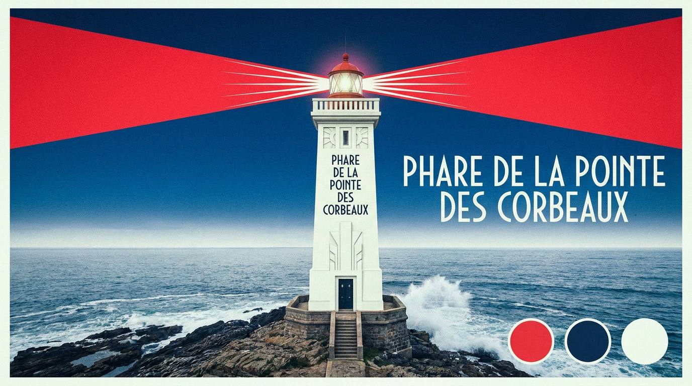 Phare de la pointe des Corbeaux de style Art déco sur l'île d'Yeu