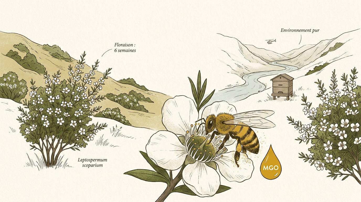 Fleurs de l'arbuste Manuka sauvage