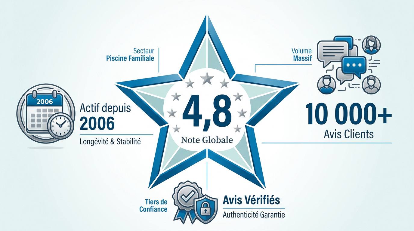 Note globale de 4.8 sur 5 pour la satisfaction client EasyPiscine