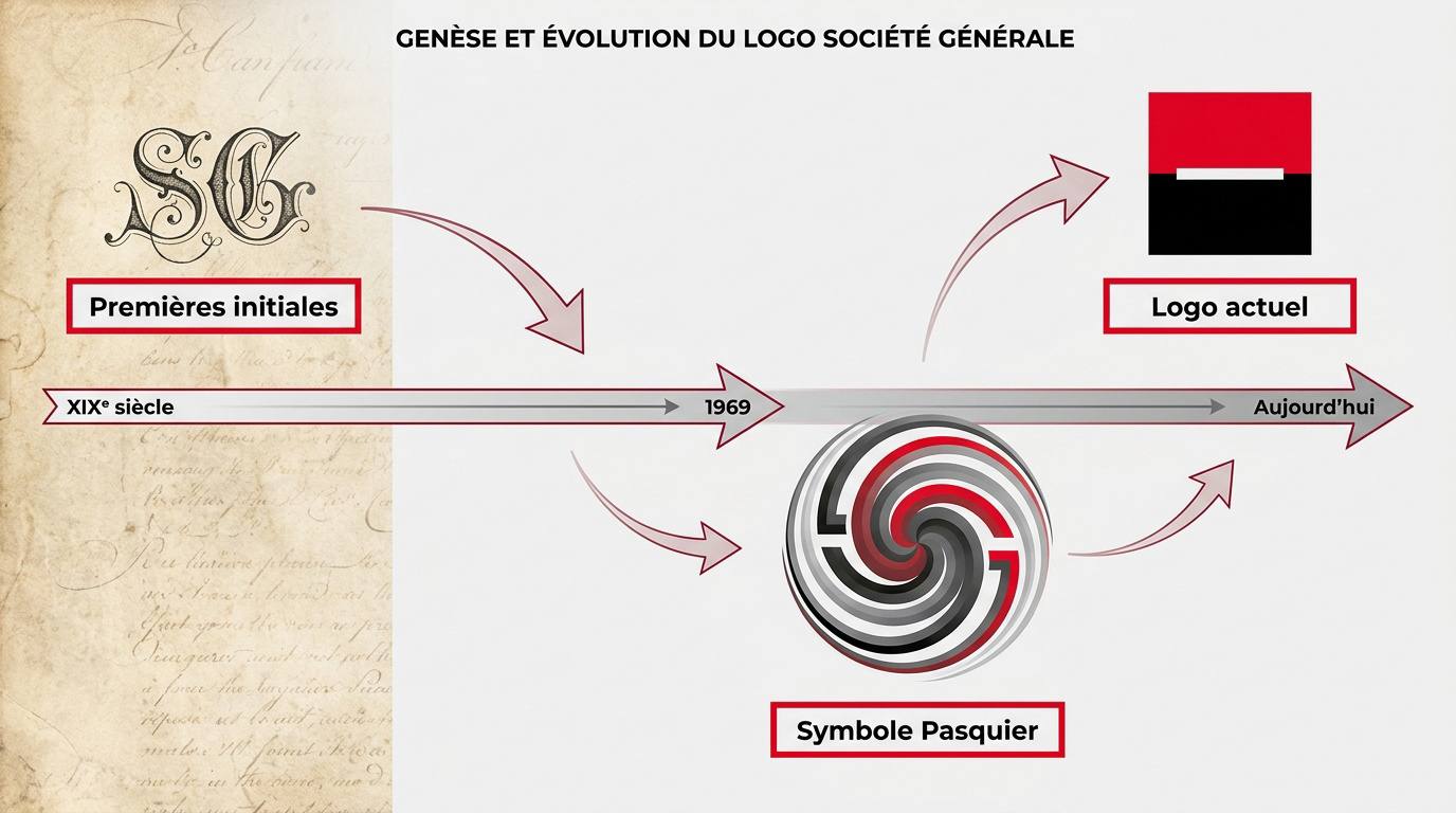 Évolution historique du logotype Société Générale de 1864 à nos jours