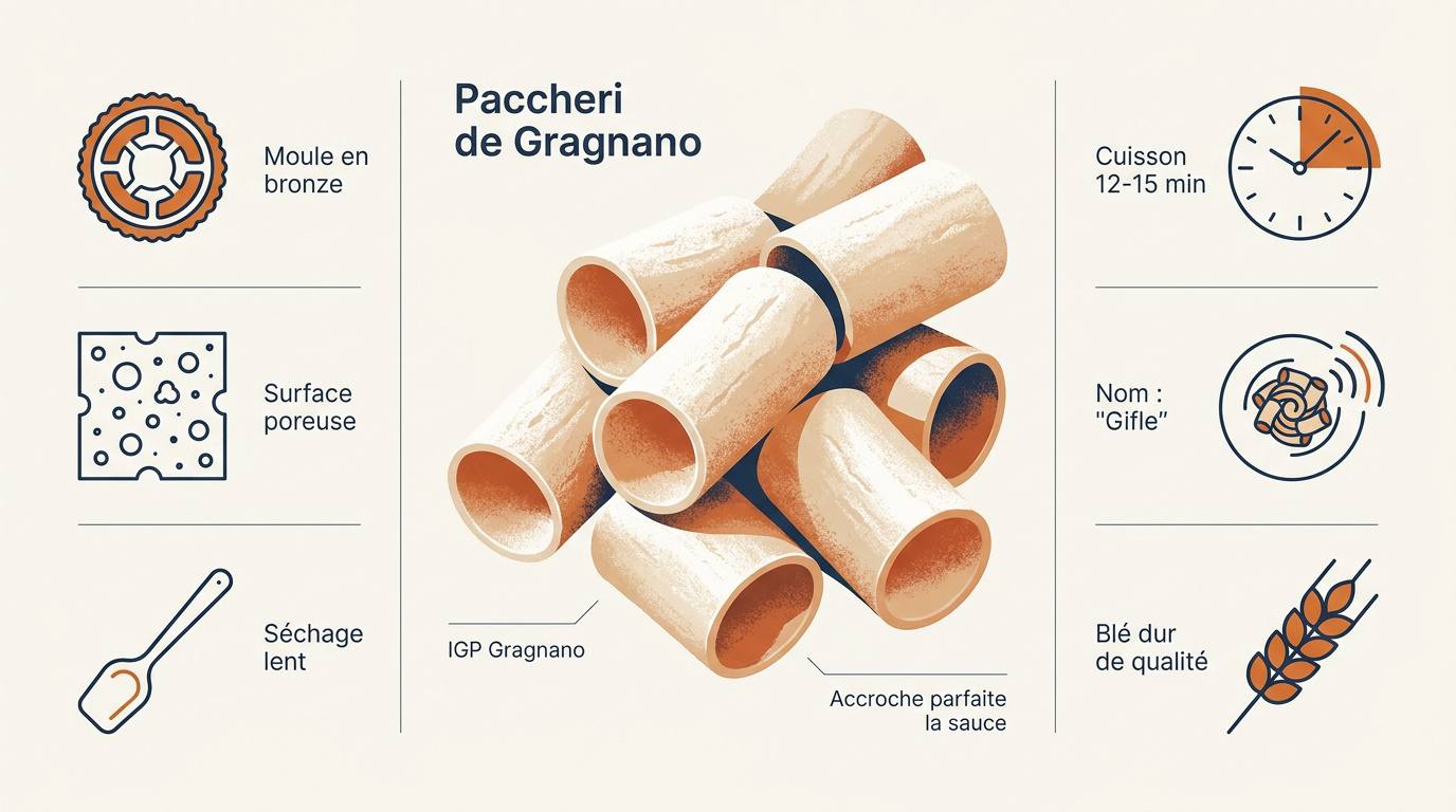 Pâtes paccheri de Gragnano artisanales à la texture rugueuse