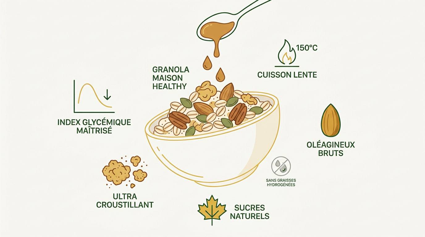 Granola maison healthy avec flocons d'avoine et amandes