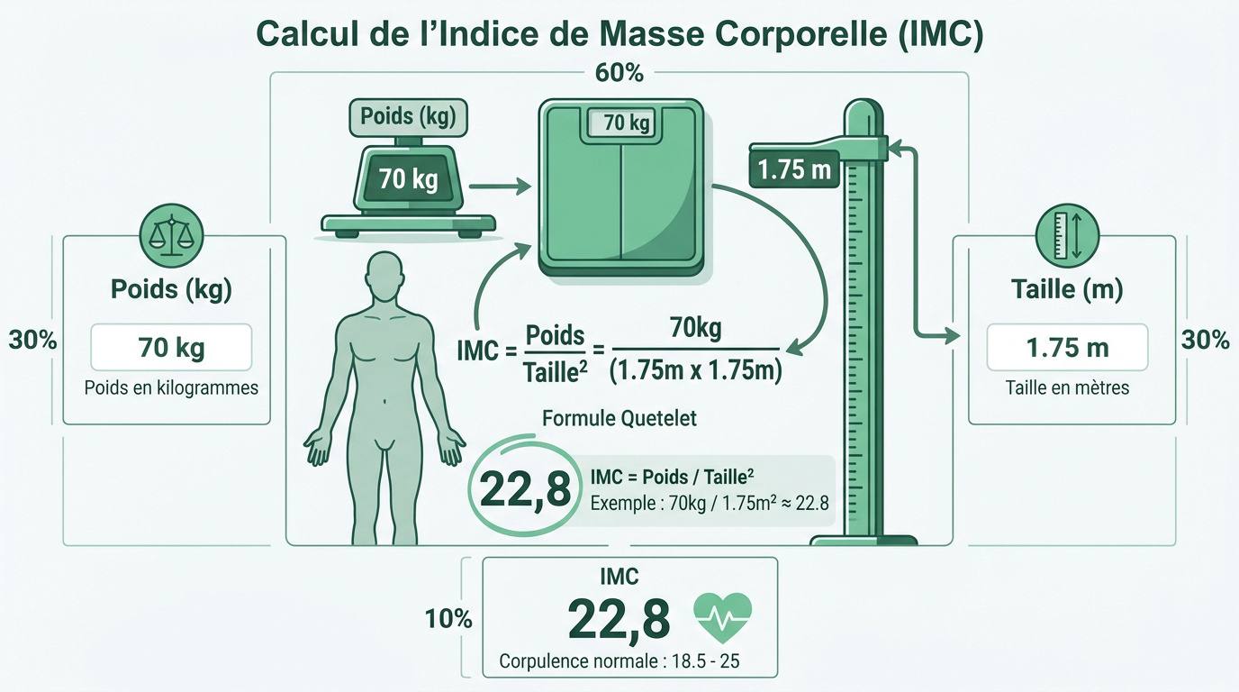 Graphique explicatif pour le calcul de l'indice de masse corporelle